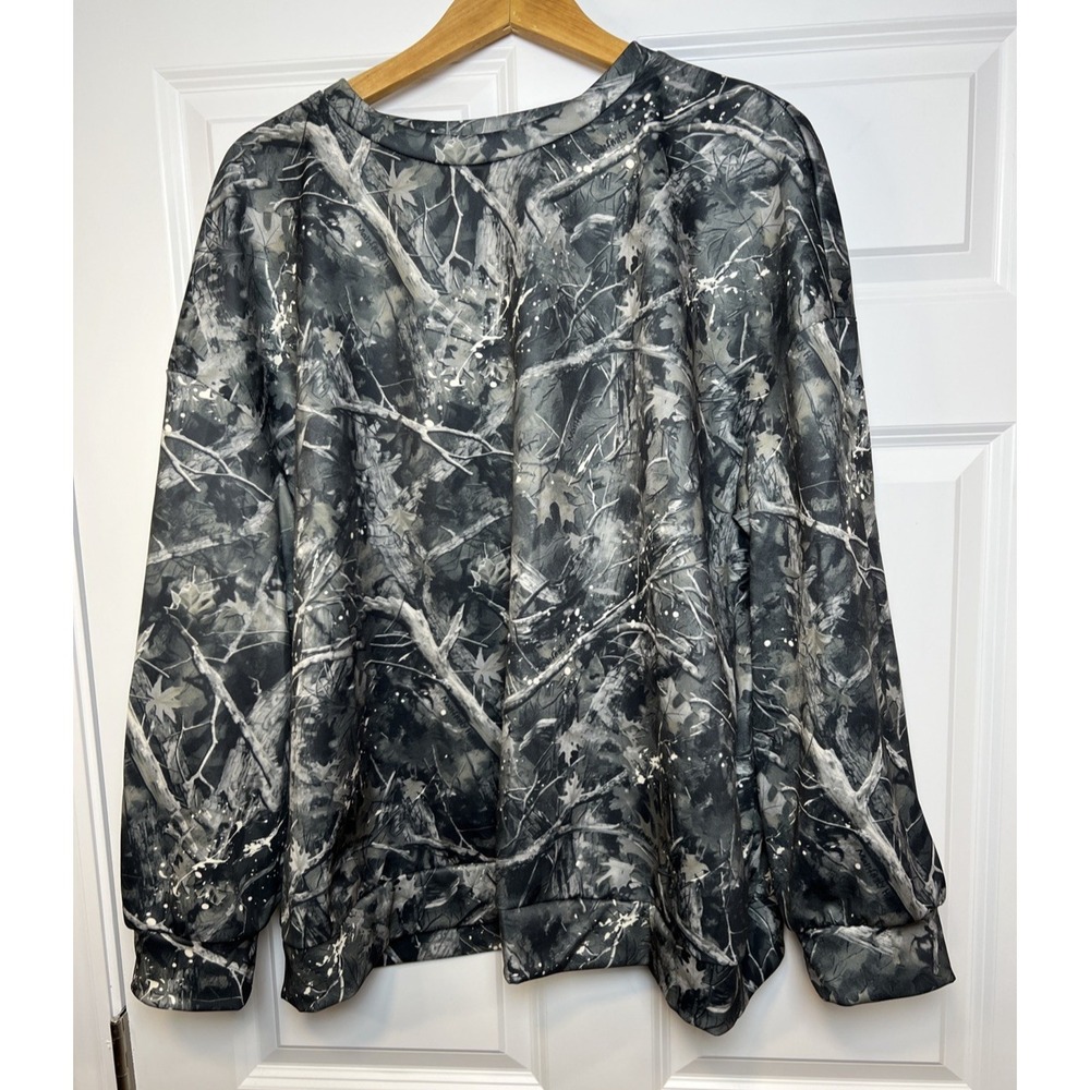 Shein Manfinity Homme Camo Shirt 3XL Long Sleeve Stretch StreetWear ( 2XL Fit )